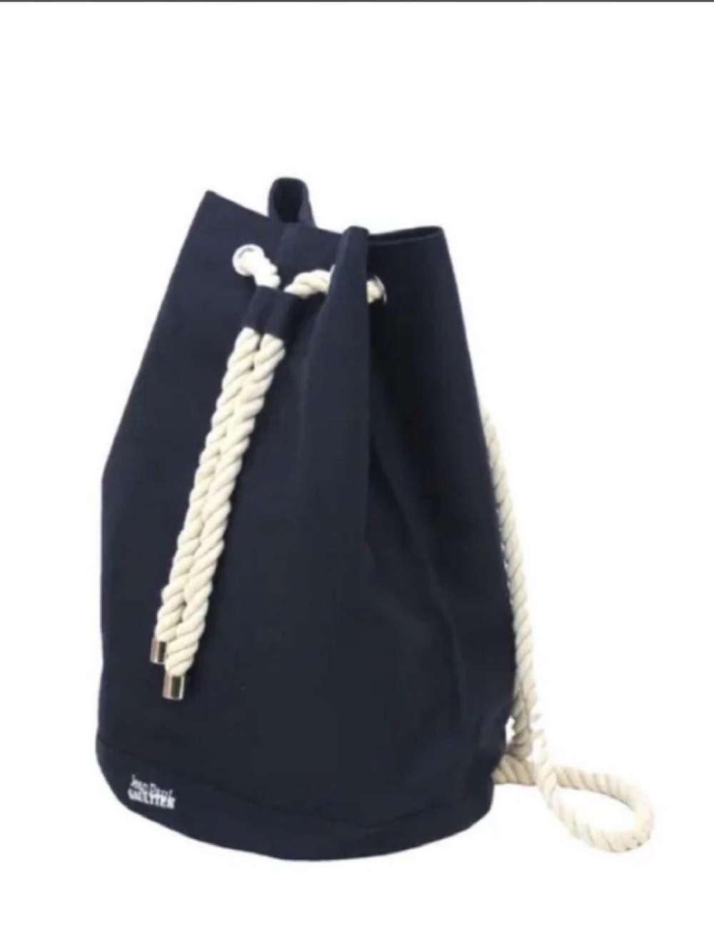 jean paul gaultier  Navy Canvas Drawstring Rope Backpack